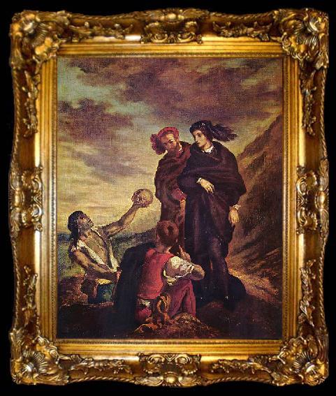 framed  Eugene Delacroix Hamlet und Horatio auf dem Friedhof, ta009-2